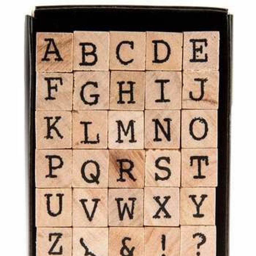 Rubber Stamps * | Budget Uppercase Alphabet Vintage Type Rubber Stamps