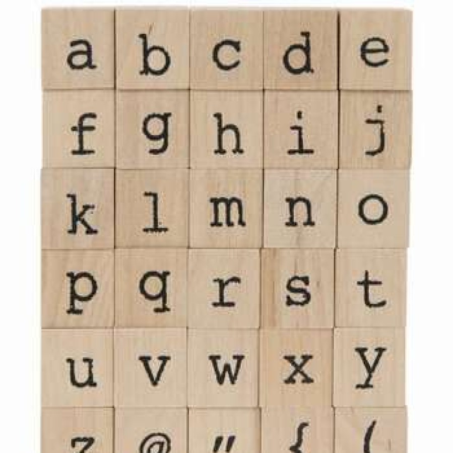 Rubber Stamps * | Coupon Lowercase Vintage Type Alphabet Rubber Stamps