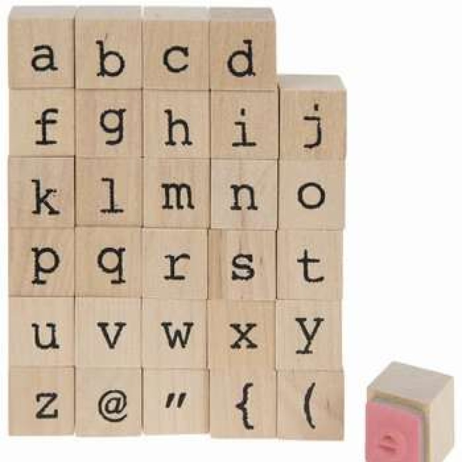 Rubber Stamps * | Coupon Lowercase Vintage Type Alphabet Rubber Stamps