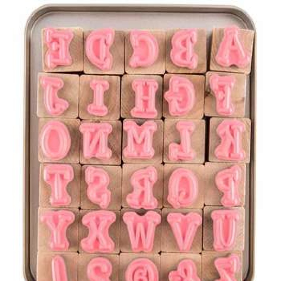 Rubber Stamps * | Best Sale Upper Case Kids Play Alphabet Rubber Stamps