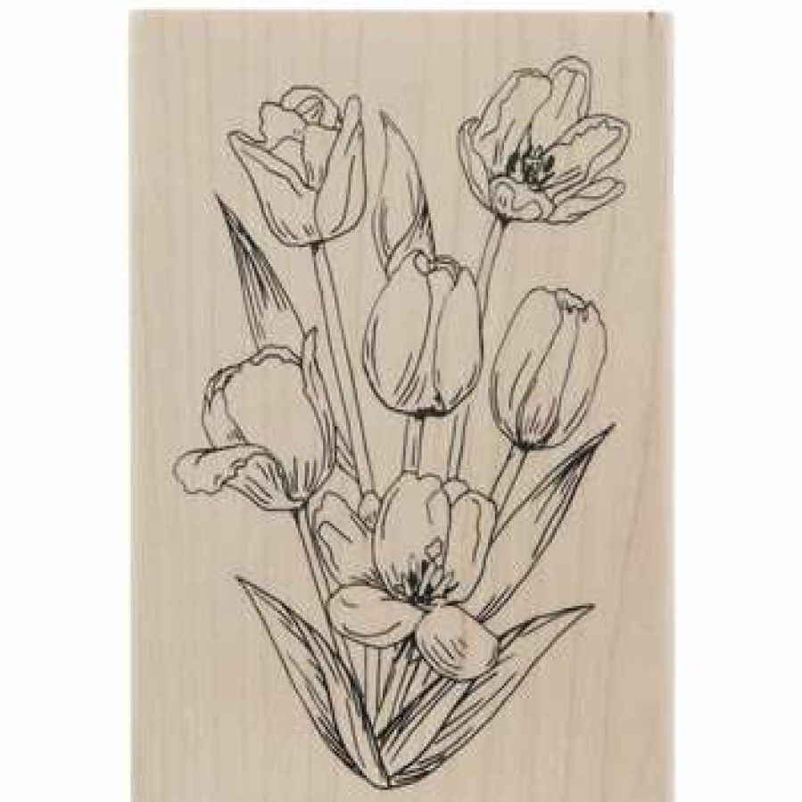 Rubber Stamps * | Wholesale Tulips Rubber Stamp