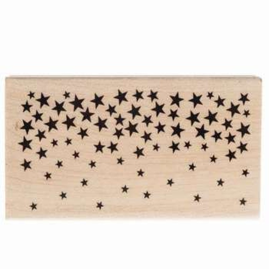 Rubber Stamps * | Deals Star Confetti Border Rubber Stamp