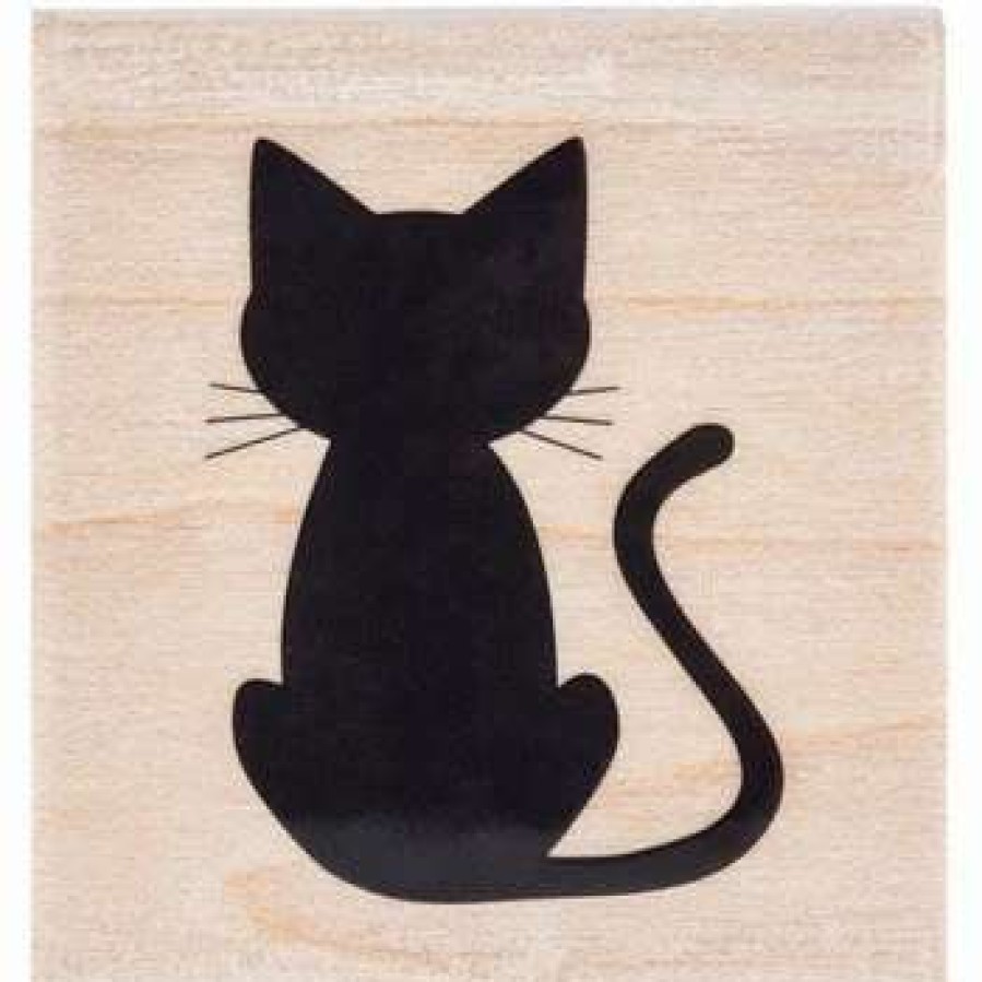 Rubber Stamps * | Best Sale Black Cat Rubber Stamp