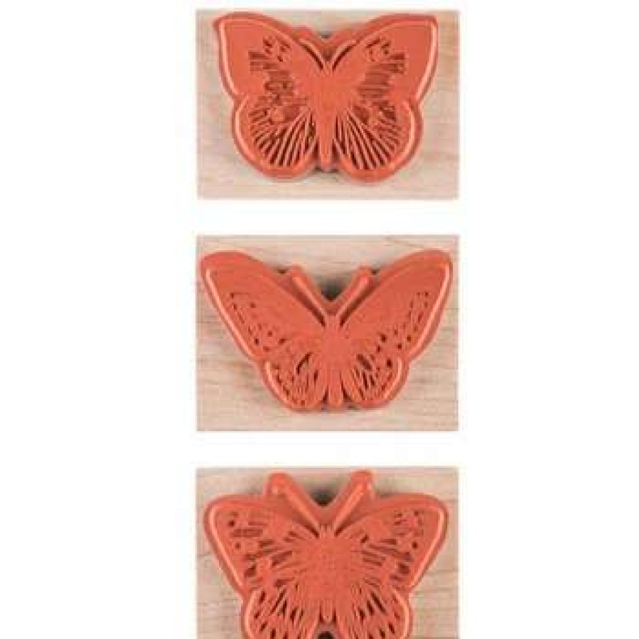 Rubber Stamps * | Best Deal Butterfly Trio Rubber Stamps