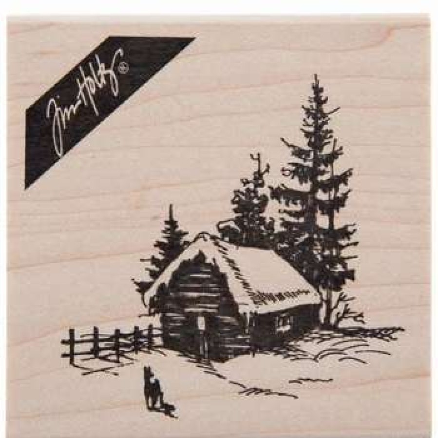 Rubber Stamps * | Best Pirce Wintry Cabin Rubber Stamp