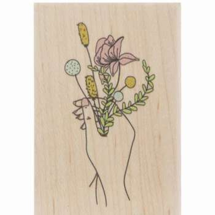 Rubber Stamps * | Discount Hand With Flowers Rubber Stamp