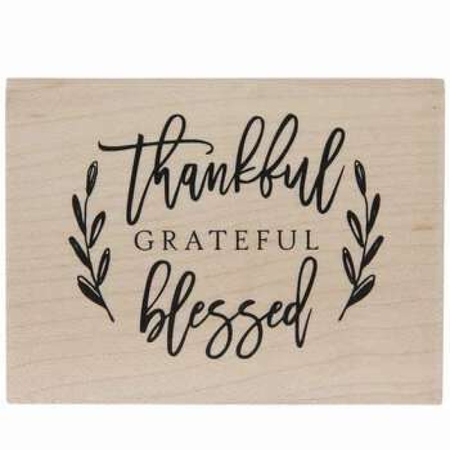 Rubber Stamps * | Budget Thankful Grateful Blessed Rubber Stamp