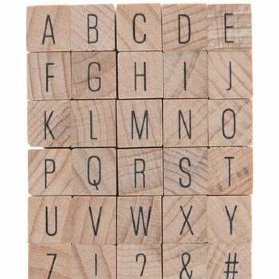 Rubber Stamps * | Best Deal Mini Uppercase Simple Font Alphabet Rubber Stamps