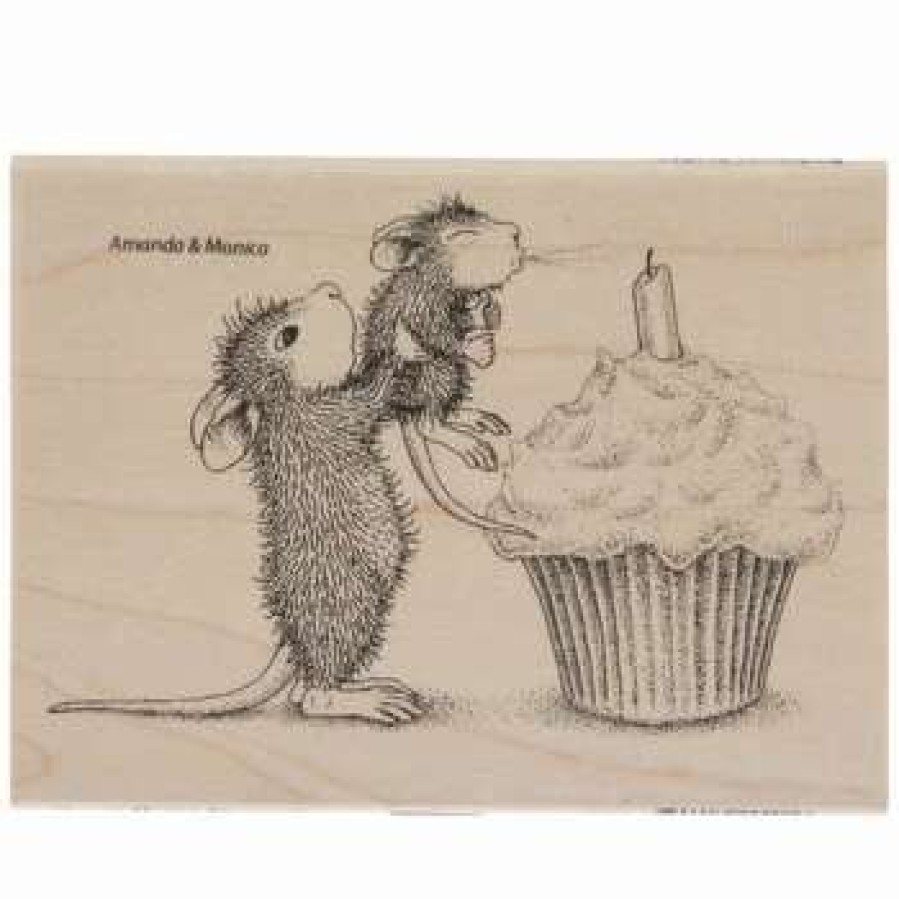 Rubber Stamps * | Hot Sale Birthday Cupcake Rubber Stamp