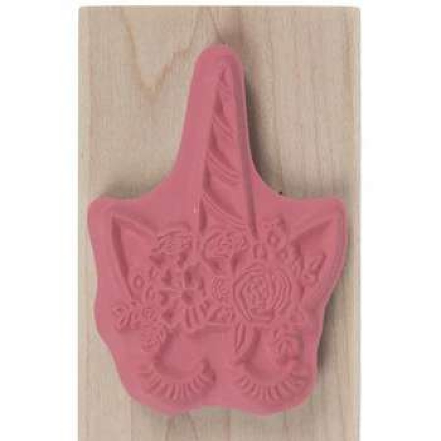 Rubber Stamps * | Budget Flower Unicorn Rubber Stamp