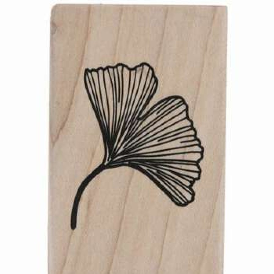 Rubber Stamps * | Best Deal Gingko Leaf Rubber Stamp