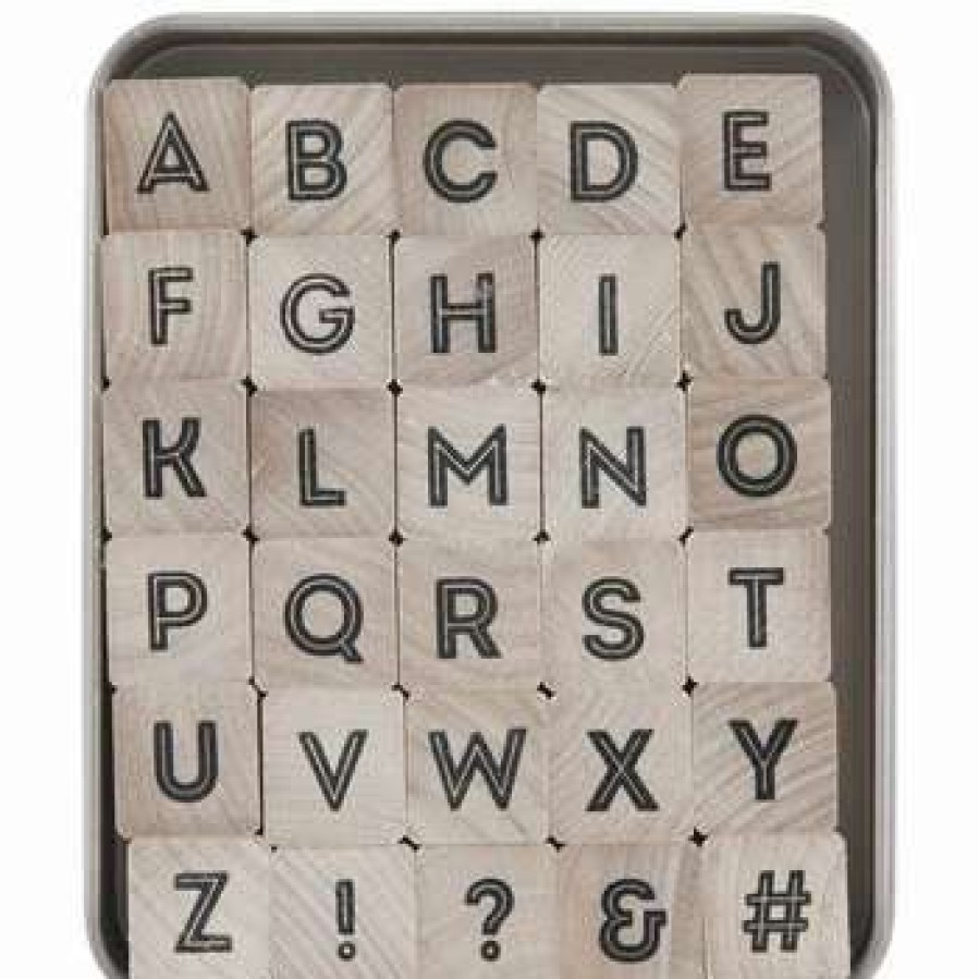 Rubber Stamps * | Deals Uppercase Inline Sans Serif Alphabet Rubber Stamps